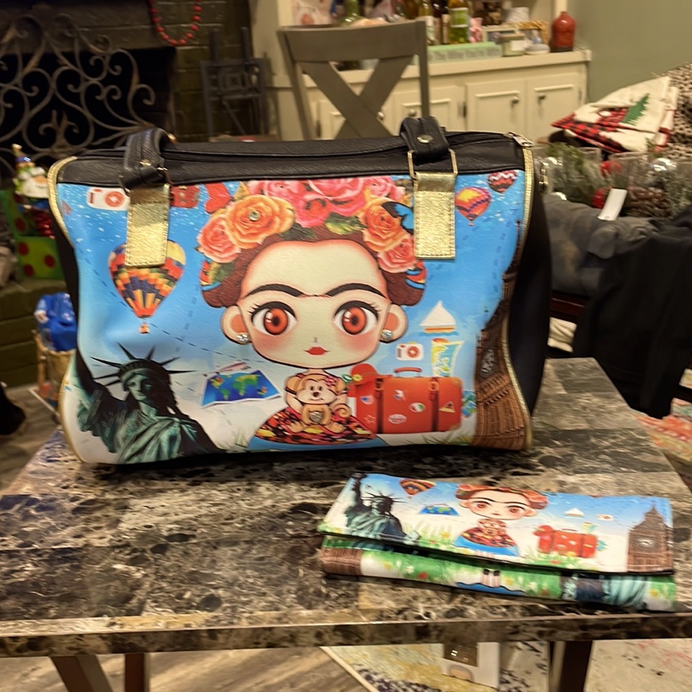 Frida Kahlo Bag Handbag Mexican Art Purse  and wallet USA series